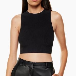 Babaton Rory Sculpt Knit Racer Cropped Tank Black